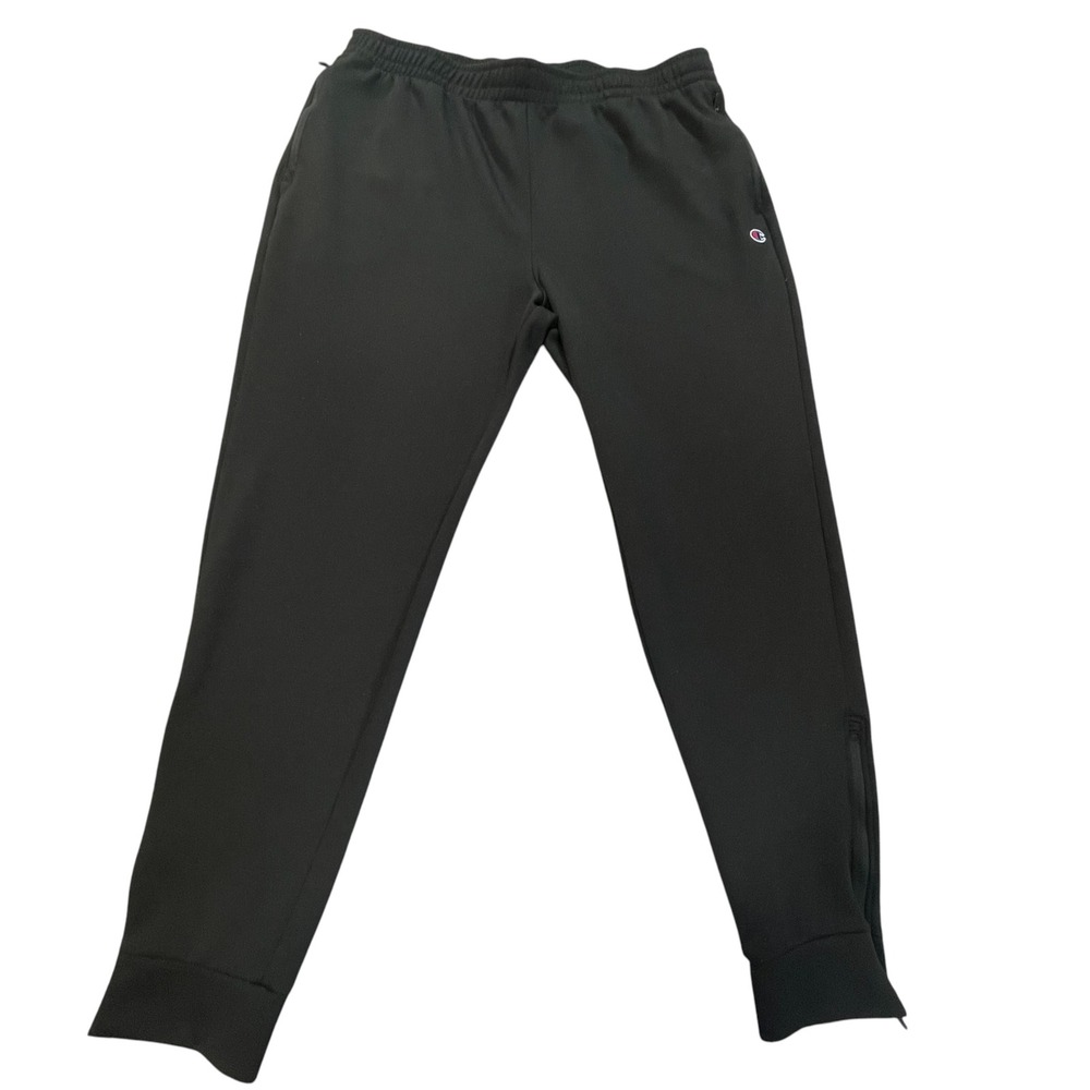 Champion Mens XL Black Jogger Track Pants Ankle Zip Athletic Sweatpants 1656925